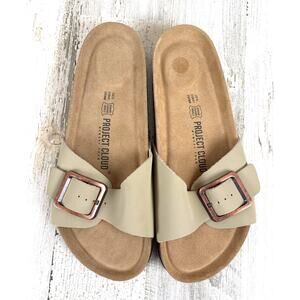 Project Cloud Womens 10 Tan Ibiza Leather Slip On Sandals Lightweight NEW